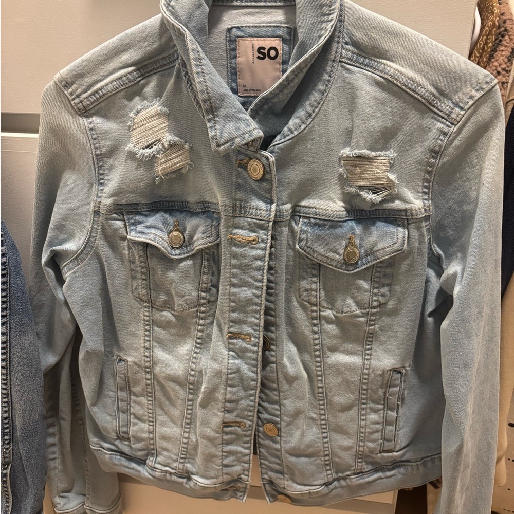 Distressed Light Blue Jean Jacket